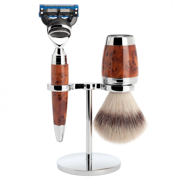 STYLO 3-teiliges Rasierset, Silvertip Fibre®, mit Gillette® Fusion™, Griffmaterial Thuja-Holz